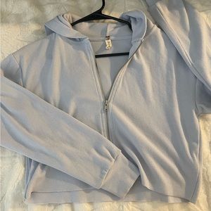 Pacsun La Hearts Baby Blue Crop Zipup Hoodie